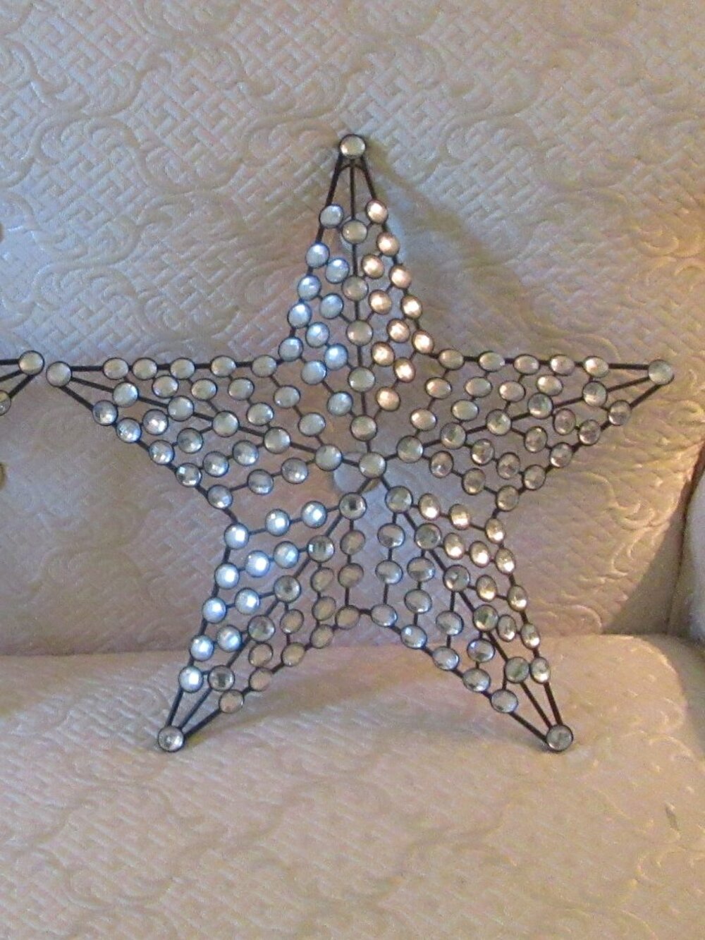 2 Vintage 14.5 in. black metal star decor with faceted embellishments - Picture 12 of 13